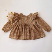 1-4T mazuļu meiteņu blūze ar garām piedurknēm, meiteņu topi kreklu drēbes