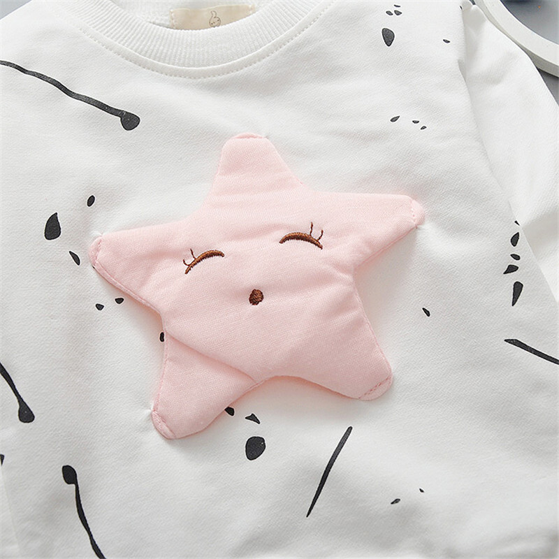 Baby Girls Boys T-krekls ar garām piedurknēm Star Pattern Sporta t-krekli meitenēm Kokvilnas bērnu apģērbi