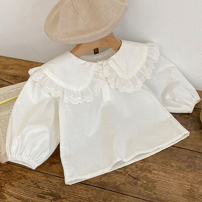 2024. gada jaunā pavasara korejiešu stila t-krekls ar garām piedurknēm, kokvilnas punktveida apdrukas krekls Jaundzimušo meiteņu puloveriem