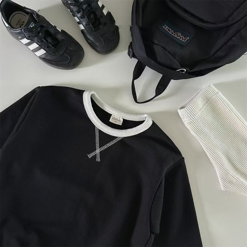 5325 Korejas bērnu džemperis Sping Autumn jauns džemperis ar apaļu kaklu, ietīts džemperis ar garām piedurknēm, ikdienas zēnu puloveri