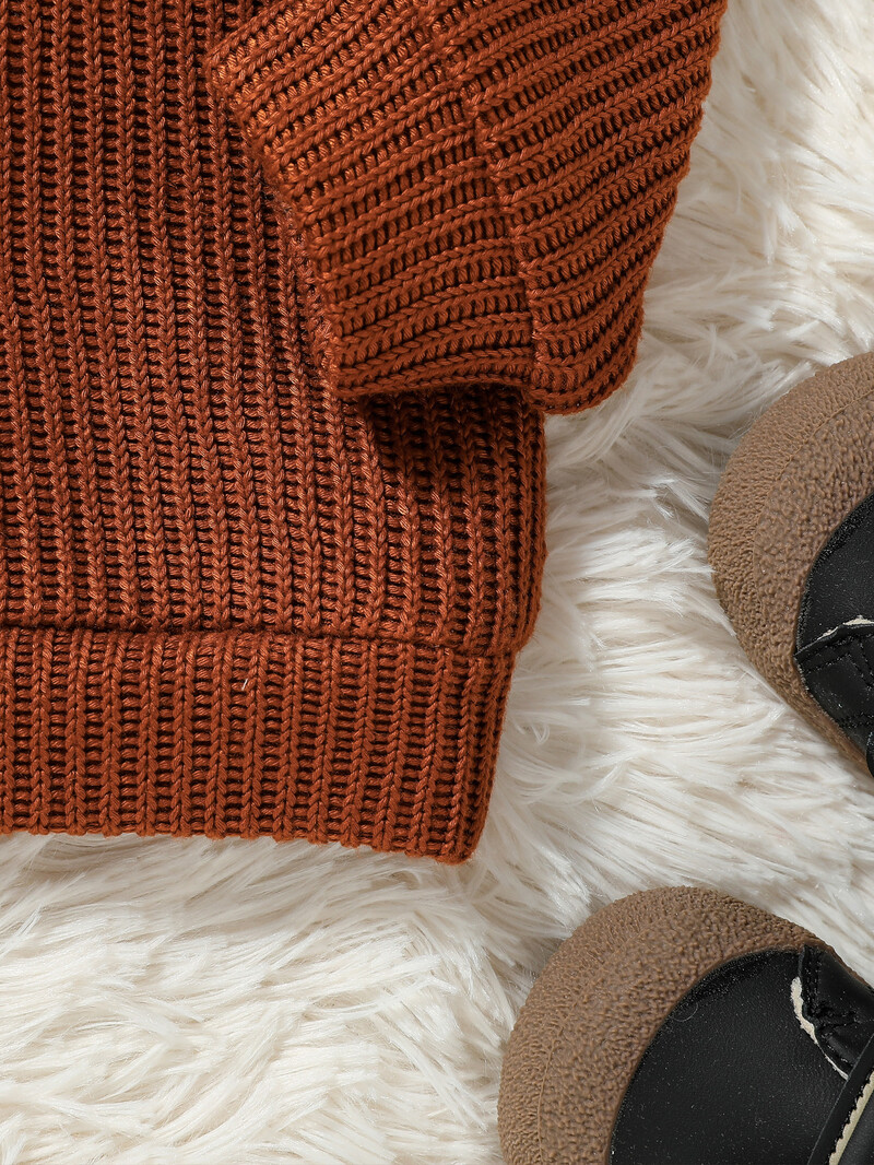 2024 m. naujo stiliaus mažylių rudens/žiemos solidus kasdieninis megztinis ilgomis rankovėmis, skirtas 3M-3Y drabužiams