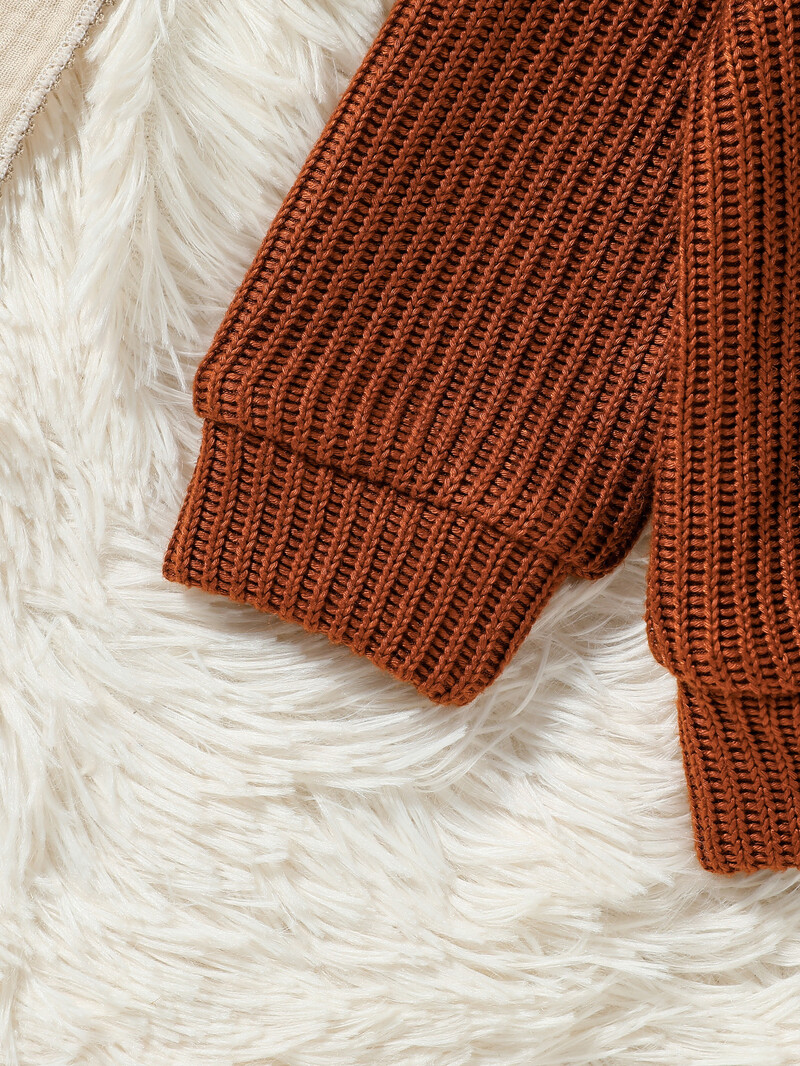 2024 m. naujo stiliaus mažylių rudens/žiemos solidus kasdieninis megztinis ilgomis rankovėmis, skirtas 3M-3Y drabužiams