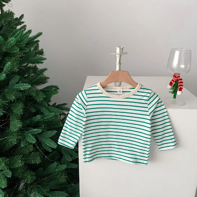 Korea Babapóló 2024 Gyerek őszi Ruhák Alap puha alsó ing Kisgyermek Lány Ruhák Pólók Fiúk Ruházat Felsők Új