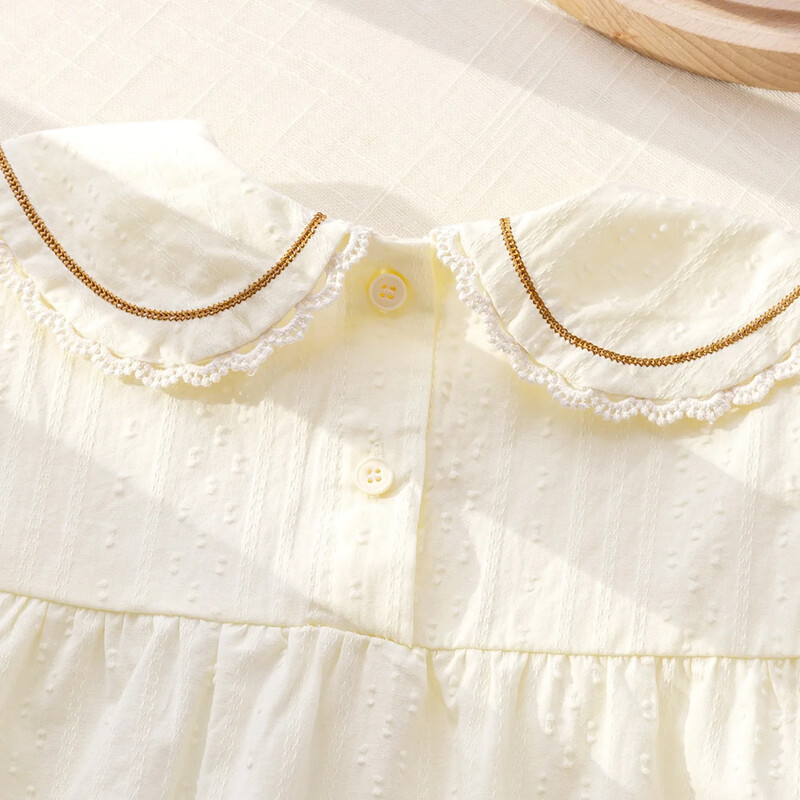 Stílusos koreai változatú baba felső ing lányoknak, 2024 tavaszi ősz, újdonság, hímzett, friss virágmintás laza szabás