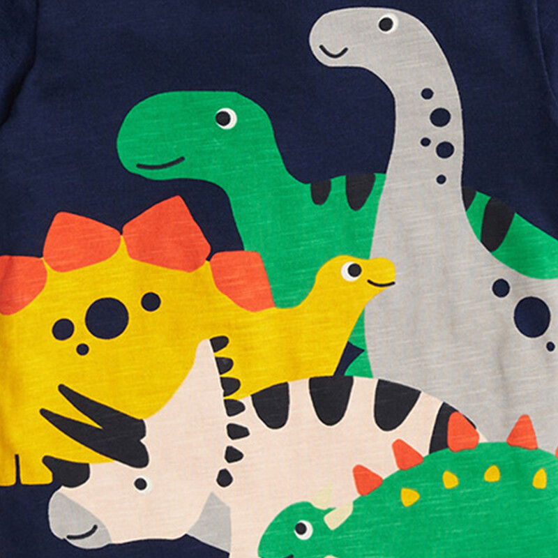 Vaikams 2 3 4 5 6 metų vasaros marškinėliai trumpomis rankovėmis vaikams, 100% medvilnės animacinių filmų dinozaurų palaidinės mažiems berniukams