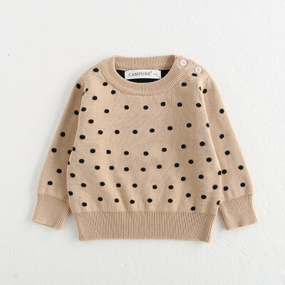 Klasikinis pavasarinis megztinis kūdikiui su sagtimi ant peties 0-3Y mažylio juostelės megztas megztinis mergaičių ir berniukų palaidi apatiniai megztiniai