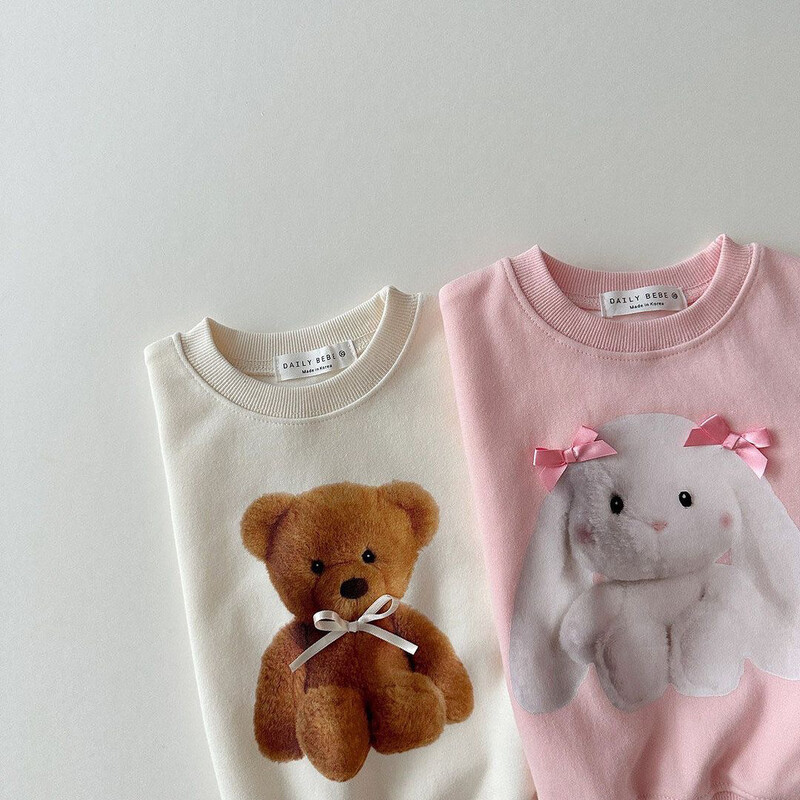 Tavaszi új baba hosszú ujjú rajzfilm pulóver csecsemő lány aranyos nyúl mintás pólók tipegő alkalmi sokoldalú felsők gyerekruhák