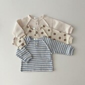 Rudens jauns zīdaiņu T krekli ar garām piedurknēm Zēns Meitene Svītrains krekls zīdaiņiem Toddler Daudzpusīgi ikdienišķa pulovera vafeļu punktveida topi