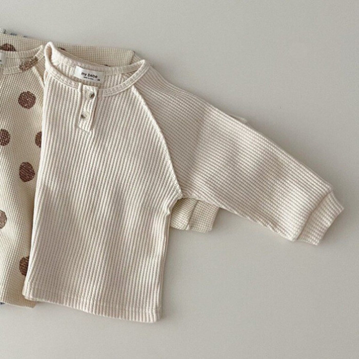 Rudens jauns zīdaiņu T krekli ar garām piedurknēm Zēns Meitene Svītrains krekls zīdaiņiem Toddler Daudzpusīgi ikdienišķa pulovera vafeļu punktveida topi