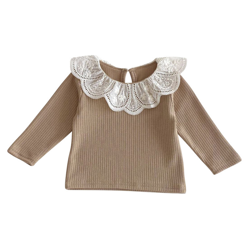 Rudens mazuļu meiteņu drēbes, volānveida apkakles, topi jaundzimušo T-krekls ar garām piedurknēm zīdaiņu krekls ar apakšu pavasara blūze mazuļiem 0-24M