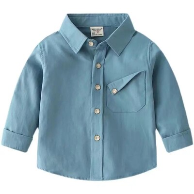 Tīras kokvilnas zēnu krekls ar garām piedurknēm Stilīgs ārējais apģērbs Pavasara rudens kolekcija Bērnu slāņu krekls balts