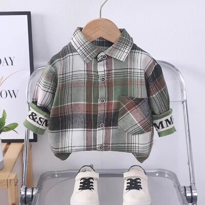 Tīras kokvilnas zēnu krekls ar garām piedurknēm Stilīgs ārējais apģērbs Pavasara rudens kolekcija Bērnu slāņu krekls balts