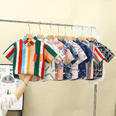 Gyermek rövid ujjú pamut ing 2024 nyár, új stílusú koreai változat vékony baba felső 2-10 éves fiúknak