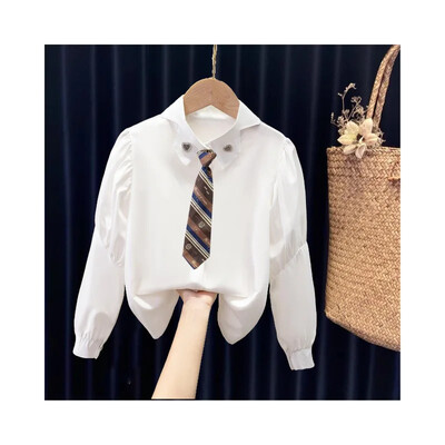 2023. gada jauns sieviešu rudens krekls ar garām piedurknēm, stilīgs, daudzpusīgs balts, moderns bērnu apģērbs, zīdaiņu apģērbs