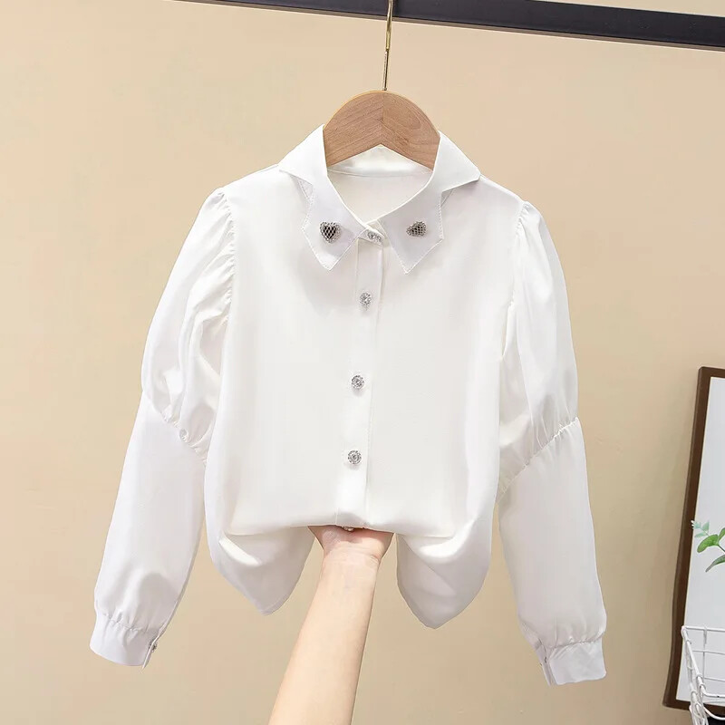 2023. gada jauns sieviešu rudens krekls ar garām piedurknēm, stilīgs, daudzpusīgs balts, moderns bērnu apģērbs, zīdaiņu apģērbs