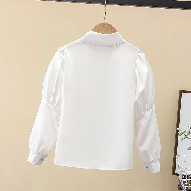 2023. gada jauns sieviešu rudens krekls ar garām piedurknēm, stilīgs, daudzpusīgs balts, moderns bērnu apģērbs, zīdaiņu apģērbs