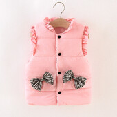 Mergaitės stora liemenė žieminė mergaitės lanko vienspalvė ir aksominė liemenė mielas mergaitės paltukas