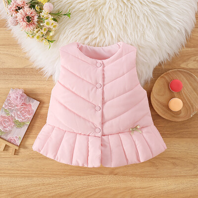 Baby Girl Vest Laste Vest Sügis- ja Talvine Ühevärviline Armas Tüdruku Vest Top Sweet Flower laste õlakate jope