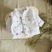 2025 tavaszi őszi kislány ruhák farmer dzsekik kabát lány csecsemő felső divat virág hímzés felsőruházat pamut fehér kabát