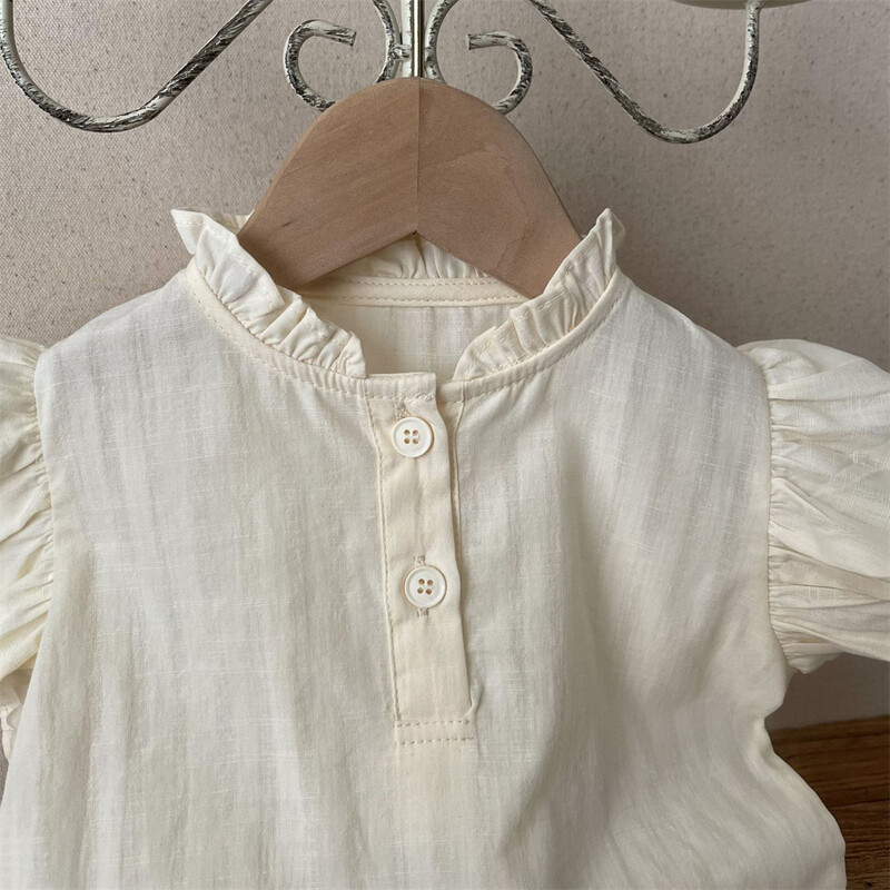 Ruffles Mežģīņu apkakles Meiteņu krekls Vasaras Bezpiedurkņu Veste Maziem Meiteņu Apģērbs Kokvilnas Elpojoši Topi Bērni 0-24