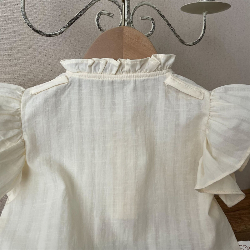 Ruffles Mežģīņu apkakles Meiteņu krekls Vasaras Bezpiedurkņu Veste Maziem Meiteņu Apģērbs Kokvilnas Elpojoši Topi Bērni 0-24