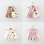 Téli kisgyermek plüsskabát lány baba masni egyszínű egygombos laza és sokoldalú kültéri műszőrme akasztófelső