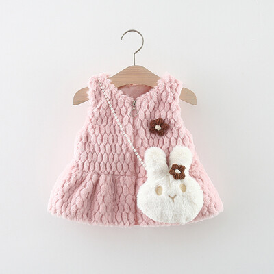 Téli kisgyermek plüsskabát lány baba masni egyszínű egygombos laza és sokoldalú kültéri műszőrme akasztófelső