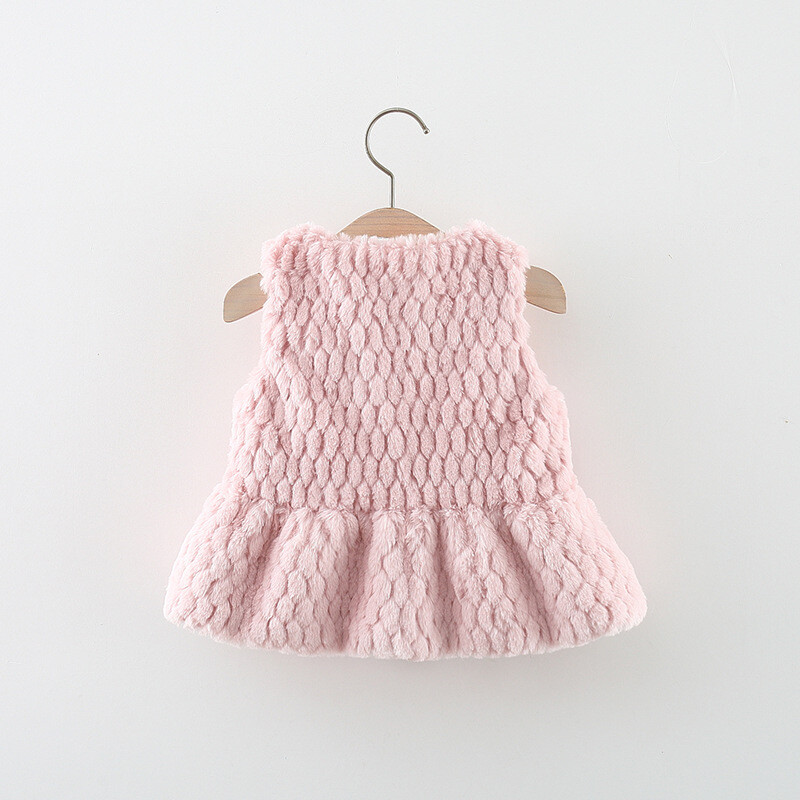 Téli kisgyermek plüsskabát lány baba masni egyszínű egygombos laza és sokoldalú kültéri műszőrme akasztófelső