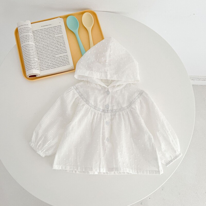 Καλοκαιρινό νεογέννητο βρέφος κοριτσάκια Λεπτά ενδύματα προστασίας από τον ήλιο Cherry Printing Hooded Coat Ventilate Jacket Παιδικά ρούχα για μωρά