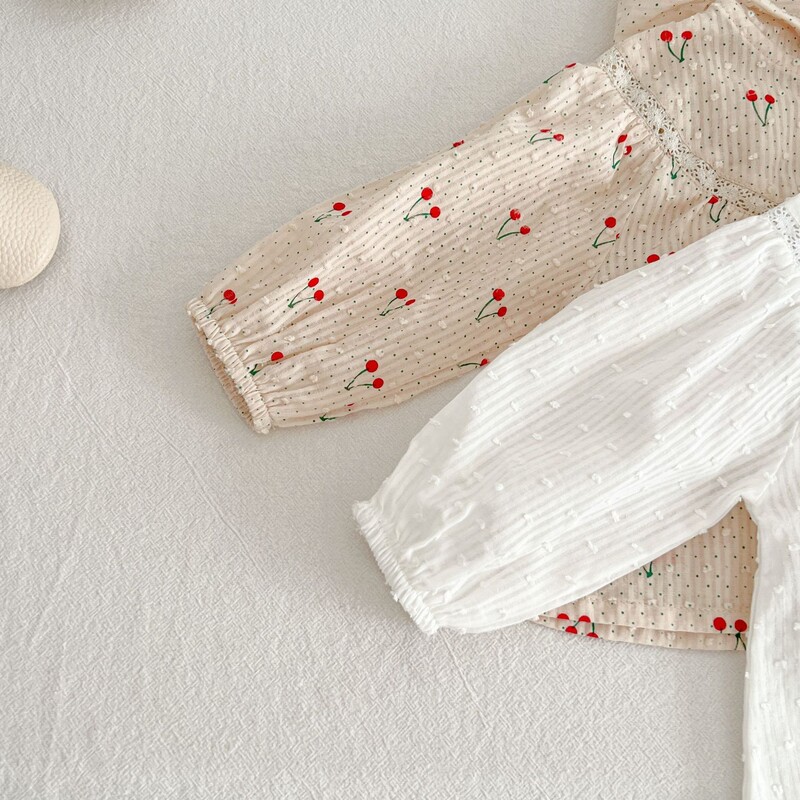 Καλοκαιρινό νεογέννητο βρέφος κοριτσάκια Λεπτά ενδύματα προστασίας από τον ήλιο Cherry Printing Hooded Coat Ventilate Jacket Παιδικά ρούχα για μωρά