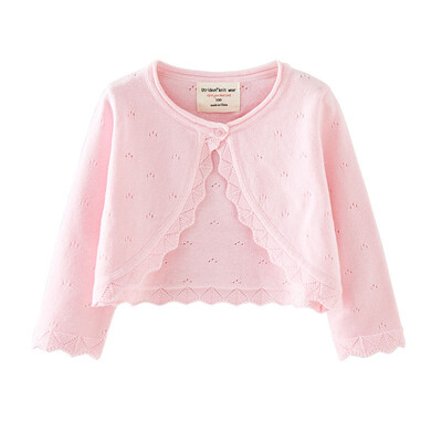 Bērnu zīdaiņu meiteņu topi Tīras krāsas jaciņas vasaras mētelis ar garām piedurknēm trikotāžas jaka Apģērbi meitenēm Bērnu sauļošanās jaciņa mētelis