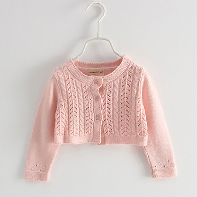 Bērnu zīdaiņu meiteņu topi Tīras krāsas jaciņas vasaras mētelis ar garām piedurknēm trikotāžas jaka Apģērbi meitenēm Bērnu sauļošanās jaciņa mētelis