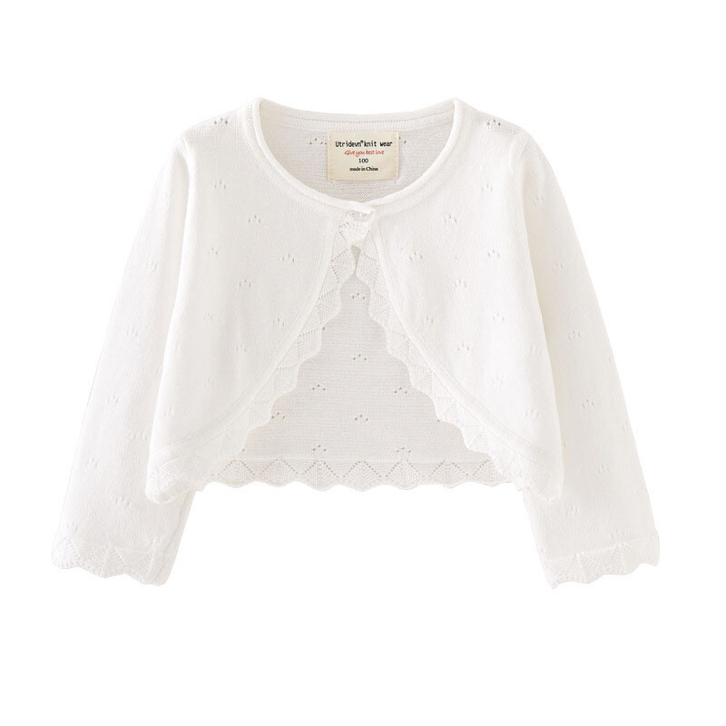 Bērnu zīdaiņu meiteņu topi Tīras krāsas jaciņas vasaras mētelis ar garām piedurknēm trikotāžas jaka Apģērbi meitenēm Bērnu sauļošanās jaciņa mētelis