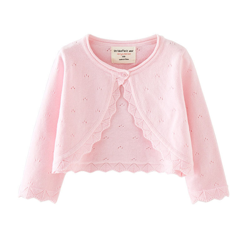 Bērnu zīdaiņu meiteņu topi Tīras krāsas jaciņas vasaras mētelis ar garām piedurknēm trikotāžas jaka Apģērbi meitenēm Bērnu sauļošanās jaciņa mētelis