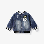 PatPat Baby Boy Hole Design Moderna pamata džinsa jaka ar garām piedurknēm, mīksta un ērta, lieliski piemērota izbraukumiem un ikdienas valkāšanai