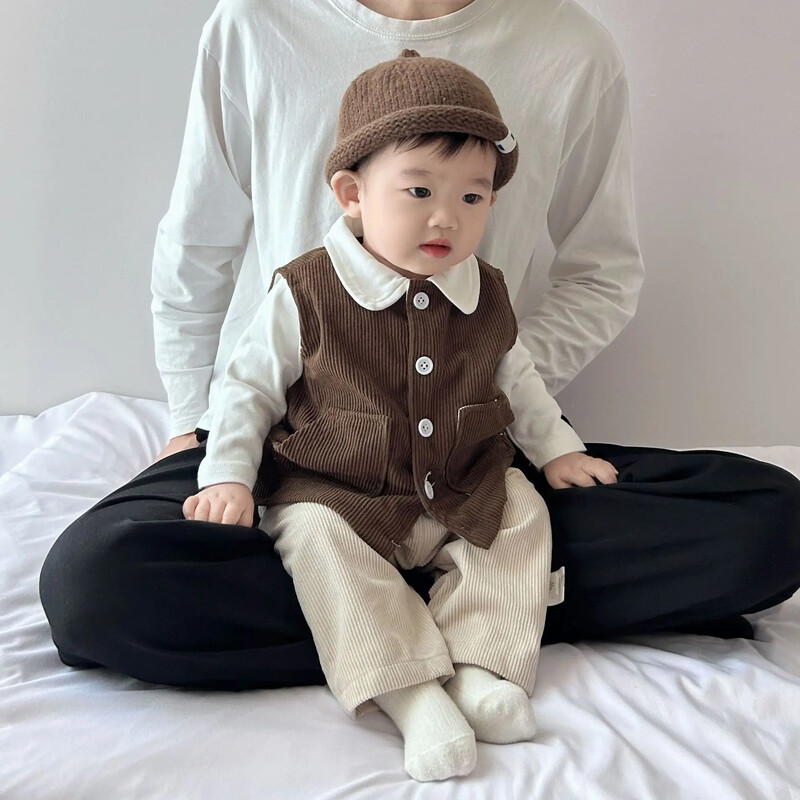 Korejiešu vienkāršā velveta veste, pavasara un rudens mētelis, stilīgs, daudzpusīgs mazuļa veste bez piedurknēm