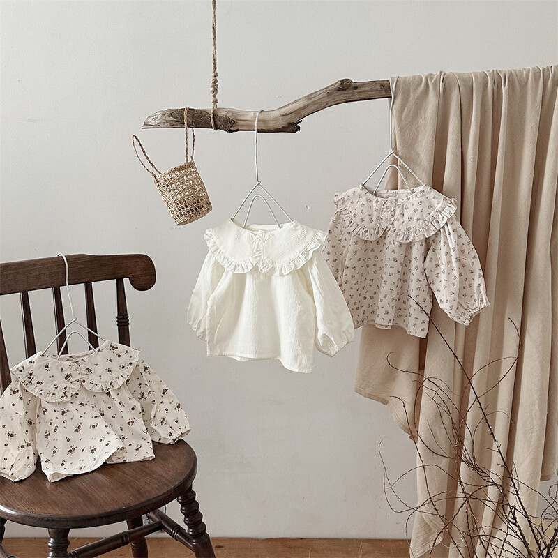 Βρεφική μπλούζα με μεγάλο πέτο 0-24 εκατομμυρίων για νεογέννητα Χαριτωμένα λουλουδάτα μακρυμάνικα κοριτσίστικα μπλουζάκια για νήπια ρούχα με λεπτό στυλ