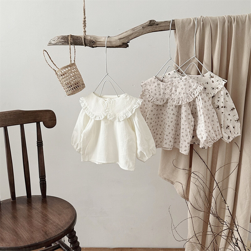 Βρεφική μπλούζα με μεγάλο πέτο 0-24 εκατομμυρίων για νεογέννητα Χαριτωμένα λουλουδάτα μακρυμάνικα κοριτσίστικα μπλουζάκια για νήπια ρούχα με λεπτό στυλ