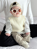 2025. gada rudens, jauns, bezpiedurkņu, trikotāžas veste mazulim, masīva zīdaiņu, zēnu meitene