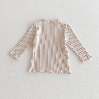 2025 tavaszi tömör csecsemő baba lány blúz Aranyos egyszínű csíkos kisgyermek hosszú ujjú póló csecsemő sokoldalú alsóingek