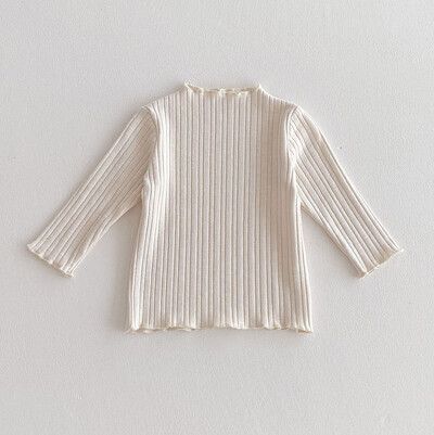 2025 tavaszi tömör csecsemő baba lány blúz Aranyos egyszínű csíkos kisgyermek hosszú ujjú póló csecsemő sokoldalú alsóingek