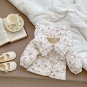 7806 Baby Coat 2023 Winter New Plus Velvet Βρεφικό παλτό για κοριτσάκι με δαντέλα πέτο Παλτό ζακέτα με βαμβακερή επένδυση