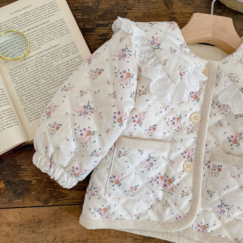 7806 Baby Coat 2023 Winter New Plus Velvet Βρεφικό παλτό για κοριτσάκι με δαντέλα πέτο Παλτό ζακέτα με βαμβακερή επένδυση