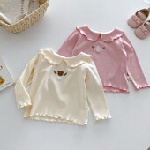 2024 új őszi baba blúz kisgyermek aranyos hímzéssel testhezálló nyuszi alsóing gyerekek lányok medve felsőruházat alsó ing