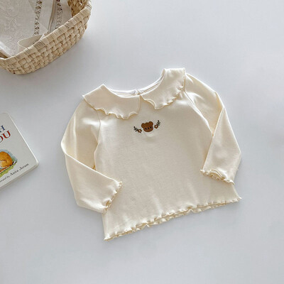 2024 új őszi baba blúz kisgyermek aranyos hímzéssel testhezálló nyuszi alsóing gyerekek lányok medve felsőruházat alsó ing