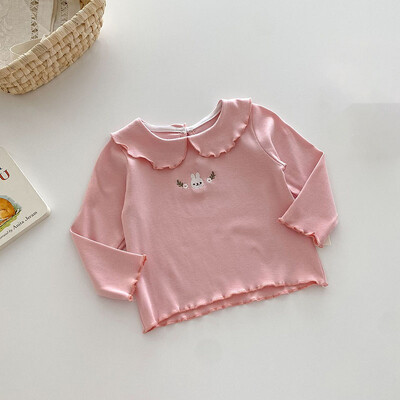 2024 új őszi baba blúz kisgyermek aranyos hímzéssel testhezálló nyuszi alsóing gyerekek lányok medve felsőruházat alsó ing