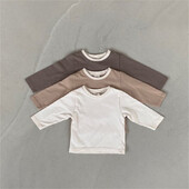 3327A baba alsó ing 2022 őszi koreai hosszú ujjú egyszínű kisfiú póló All Match lány alsó ing felsők
