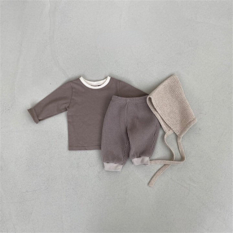 3327A baba alsó ing 2022 őszi koreai hosszú ujjú egyszínű kisfiú póló All Match lány alsó ing felsők