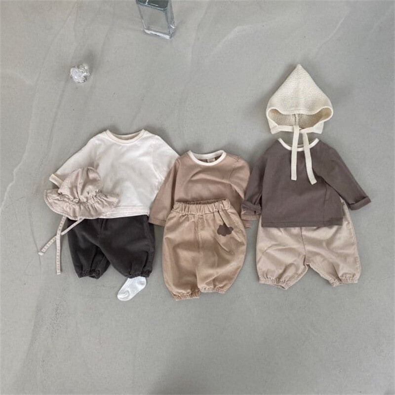 3327A baba alsó ing 2022 őszi koreai hosszú ujjú egyszínű kisfiú póló All Match lány alsó ing felsők