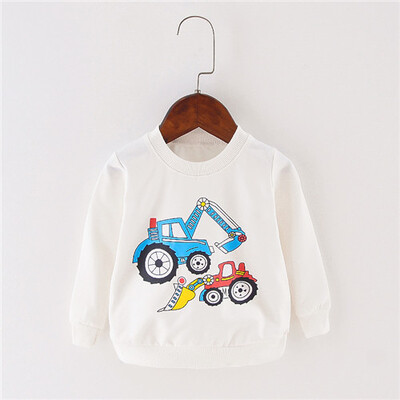 Kokvilnas T-krekls ar garām piedurknēm Karikatūras T-krekli Zēniem O-veida kakla augšdaļa Meiteņu pirmās dzimšanas dienas apģērbs Bērnu apģērbi T-krekli